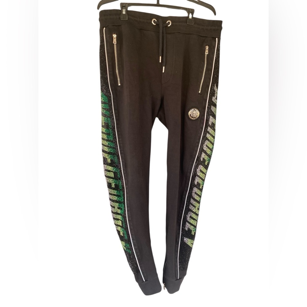 Avenue George V Paris crystal rhinestone legs jogger unisex 36” w stretched